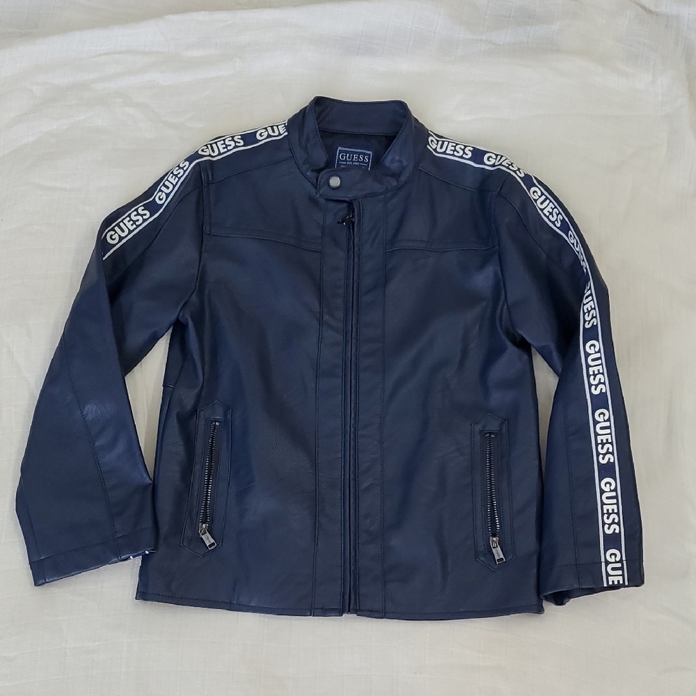 GUESS Navy Jacket with Logo Accents Size 6/7